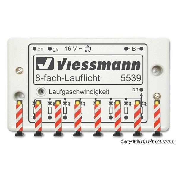 H0 Warnbaken, 8 Stück mit Lauflichtelektronik 