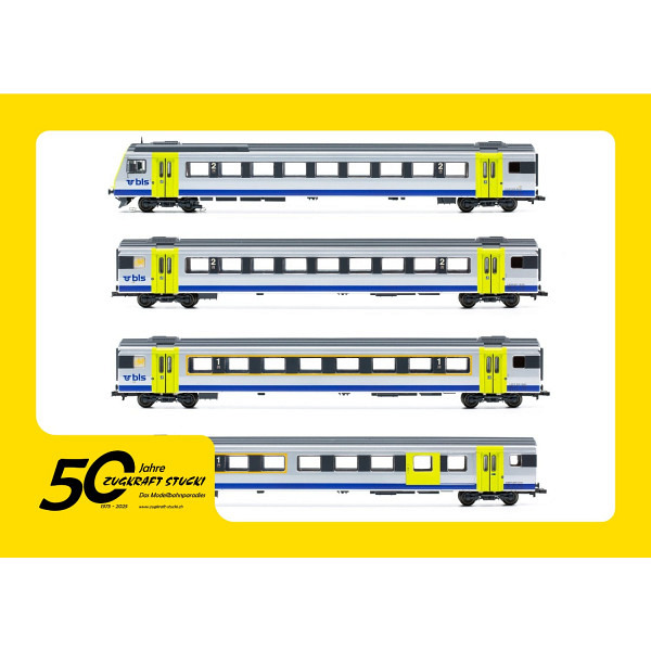 Jubiläumsangebot  50 Jahre Zugkraft Stucki  BLS Regio-Zug 4 teilig EW III Omega Logo - Ausführung ..