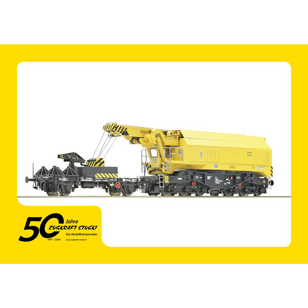 Jubiläumsangebot  50 Jahre Zugkraft Stucki  Selbstfahrender Eisenbahndrehkran EDK 750, DB, gelb    