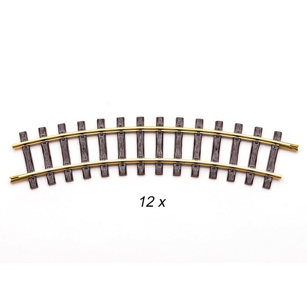 12 Stk. Gebogenes Gleis R2, 30°     