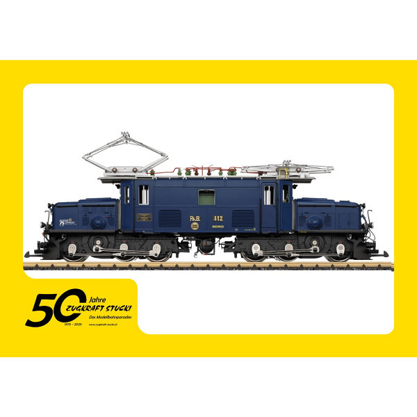Jubiläumsangebot  50 Jahre Zugkraft Stucki  - RhB Ge 6/6 I Nr. 412 blau - High - End - Modell     ..