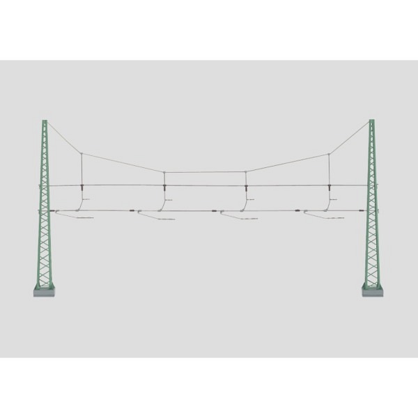 Quertragwerk für 4 Gleise. Turmmasten aus Metall. Komplett montiert und individ 