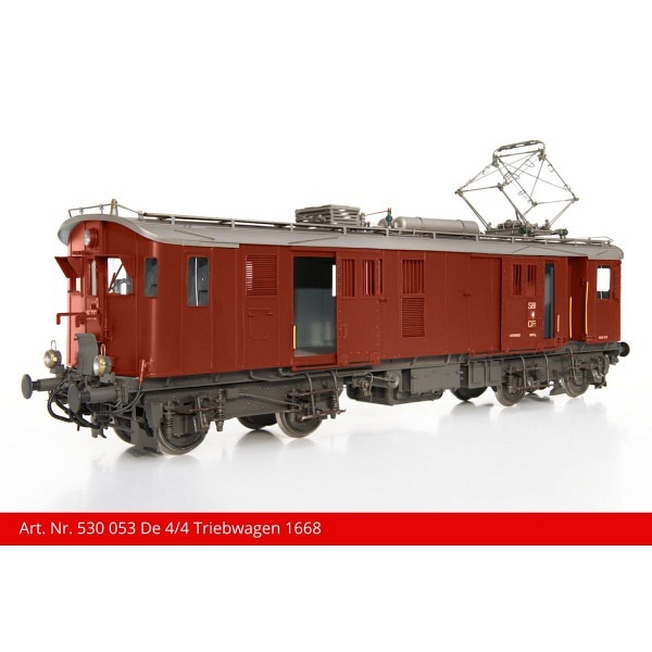 Spur 1: SBB De 4/4 1668, rot-braun, Depot Luzern, R2 Yv 11.4.63, 1 Stromabnehmer 