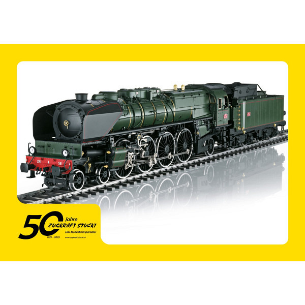 Jubiläumsangebot  50 Jahre Zugkraft Stucki     Spur 1:  Dampflokomotive Serie 241-A-58 SNCF  