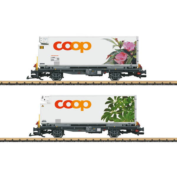 RhB Containerwagen Set “coop®“  mit den Motiven "Edellieschen" und "Schefflera" 