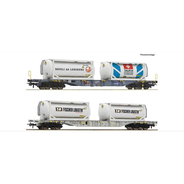 SBB Cargo/VTG  2-tlg. Set: Containertragwagen - Wir wechseln die Achsen auf Wunsch kostenlos auf A..