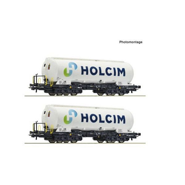 Ehemalige SBB-Wagen im Einsatz bei HOLCIM  -  2-tlg. Set Silowagen - Wir wechseln die Achsen auf W..