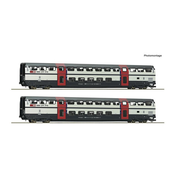 2-tlg. Set 2: Doppelstockwagen 2. Klasse, SBB 