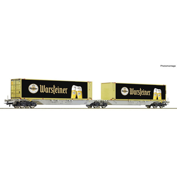 Container-Doppeltragwagen,  beladen mit zwei 45-Fuss-Containern „Warsteiner“ - Vorbestellpreis