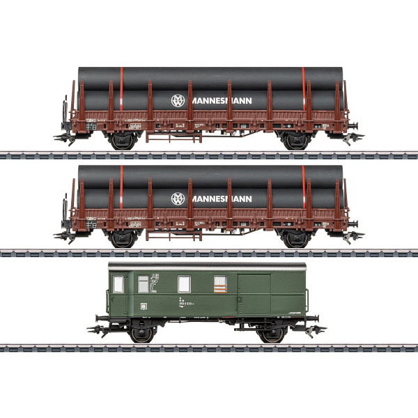 Rungenwagen-Set 2 mit Stahlröhren-Beladung 