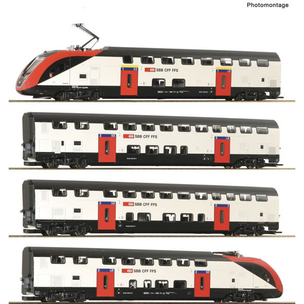 4-tlg. Set: Fernverkehrs-Doppelstockzug RABe 502 405-9,SBB -  geeignet für das 3-L-ACS-System Märklin  