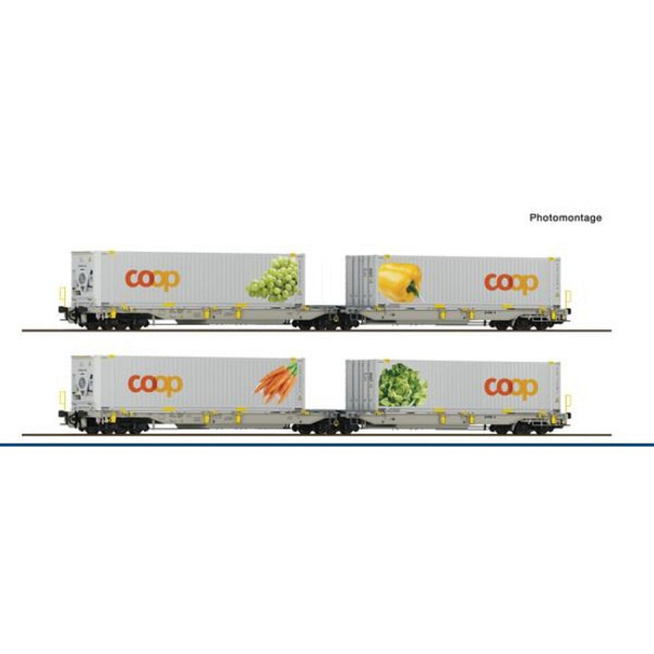 2-tlg. Set: Doppeltaschen-Gelenkwagen T2000, railCare - Wir wechseln die Achsen auf Wunsch kostenlos auf AC-Märklin-System 