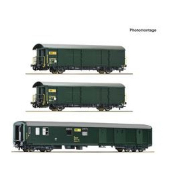 3-tlg. Set: Postwagen, PTT - Wir wechseln die Achsen auf Wunsch kostenlos auf AC-Märklin-System 