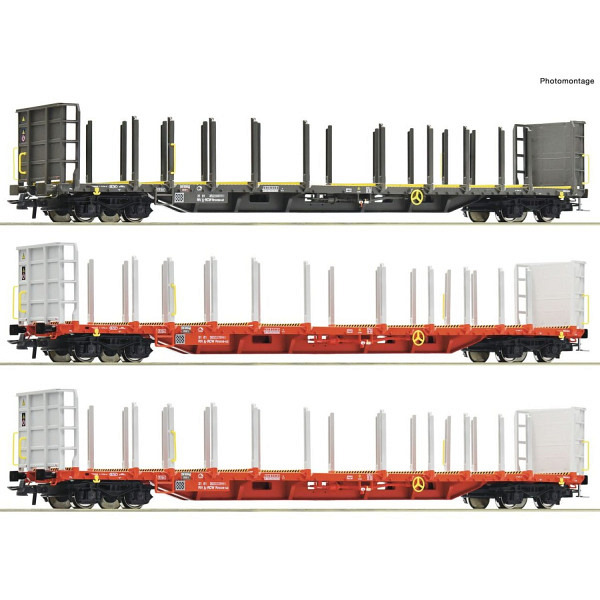 3er Set Rungenwagen Rnoos-uz ÖBB - Wir wechseln die Achsen auf Wunsch kostenlos auf AC-Märklin-System 