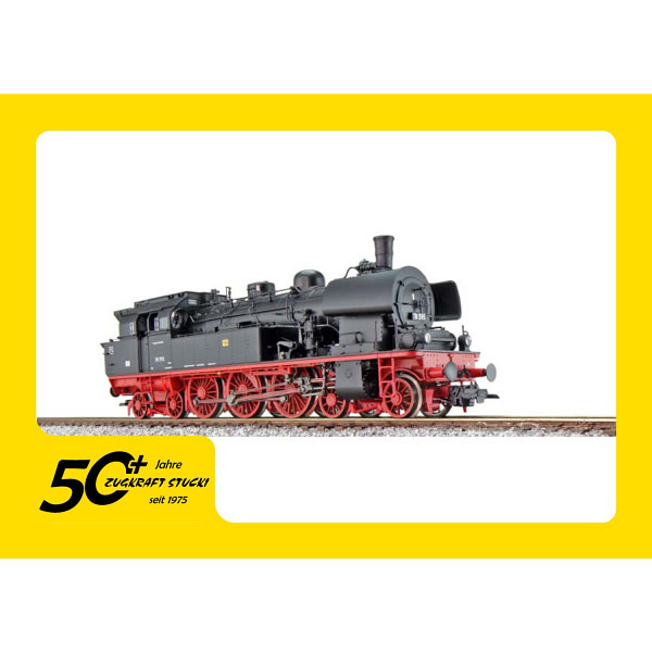 Jubiläumsangebot  über 50 Jahre Zugkraft Stucki Dampflok T18 DR 78 395, schwarz, Doppelraucherzeug..