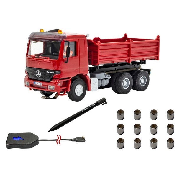CarMotion Basis Startset, MB ACTROS Muldenkipper mit Rundumleuchten, rot  