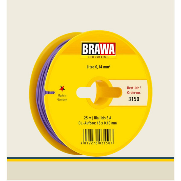 Kabel auf Abrollspule 25 m, 0,14 mm², lila 