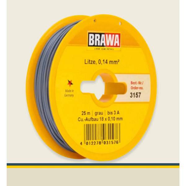 Kabel auf Abrollspule 25 m, 0,14 mm², grau 