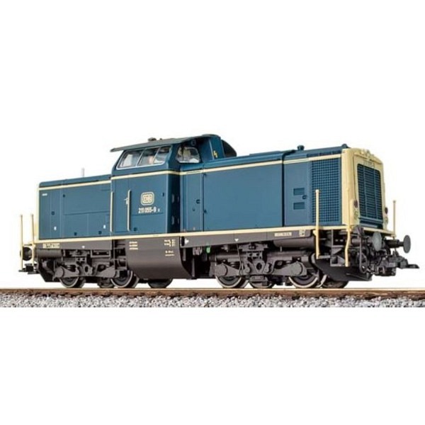 Diesellok 211 055, DB, Vorbildzustand um 1980, ozeanblau-beige, Sound + Rauch 