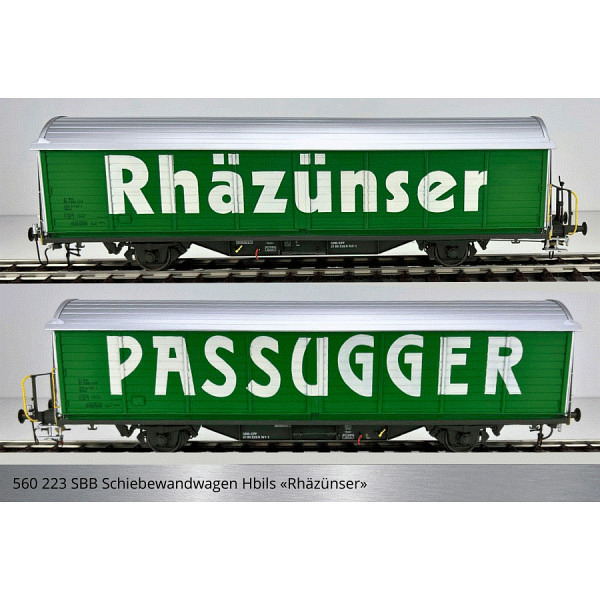 Spur 1:  SBB Schiebewandwagen Hbils - Schiebewände gesickt "Rhäzünser/Passugger" 