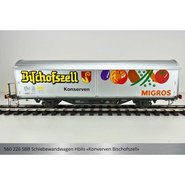 Spur 1:  SBB Schiebewandwagen Hbils - Schiebewände glatt "Bischofszell" 