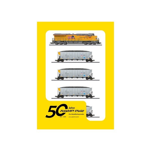 Jubiläumsangebot  50 Jahre Zugkraft Stucki   Schwerer UP-Güterzug mit GE ES44AC Nr. 7495 und 4 Hop..