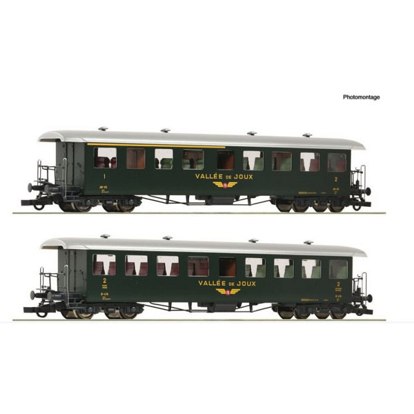 Wagenset mit zwei Seetalbahnwagen der Gesellschaft Le Pont-Le Brassus 