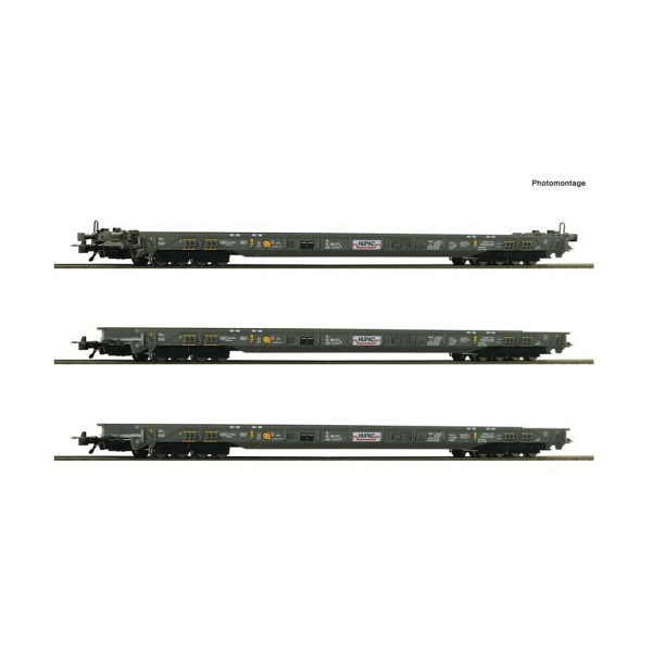 Wagenset bestehend aus drei 8-achsigen Niederflurwagen"HUPAC" 