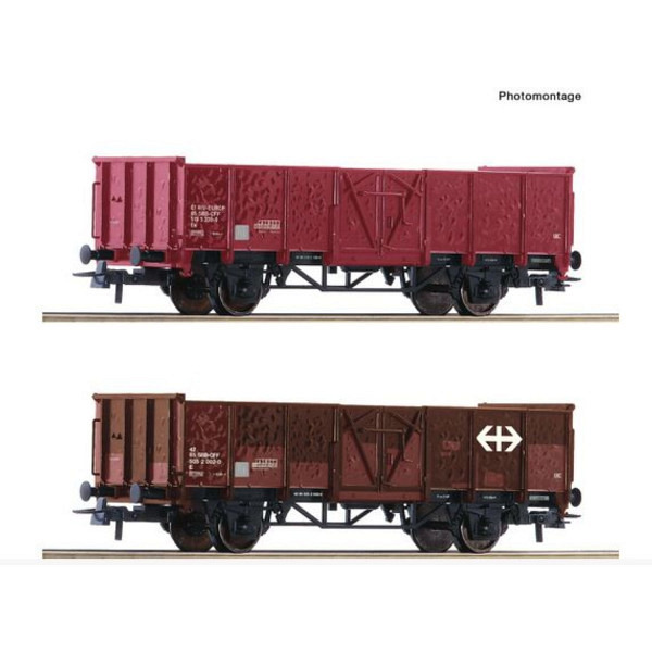 SBB  Wagenset mit zwei 2-achsigen offenen Güterwagen Bauart L7 