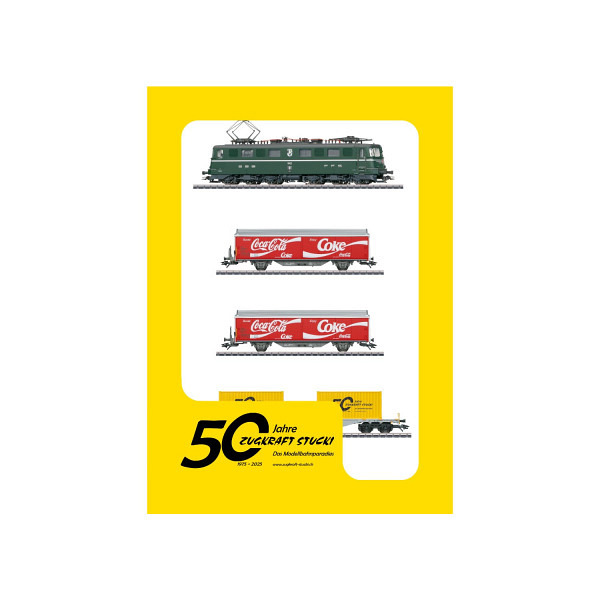 Jubiläumsangebot  50 Jahre Zugkraft Stucki  -  SBB Ae 6/6 11421 Kantonslok "Graubünden" und 3 Güte..