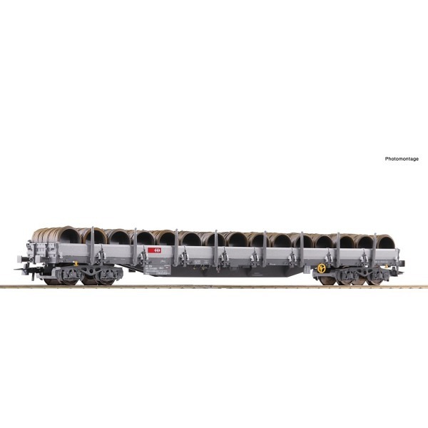 SBB Vierachsiger Rungenwagen, Gattung Res, Beladen mit Drahtrollen  