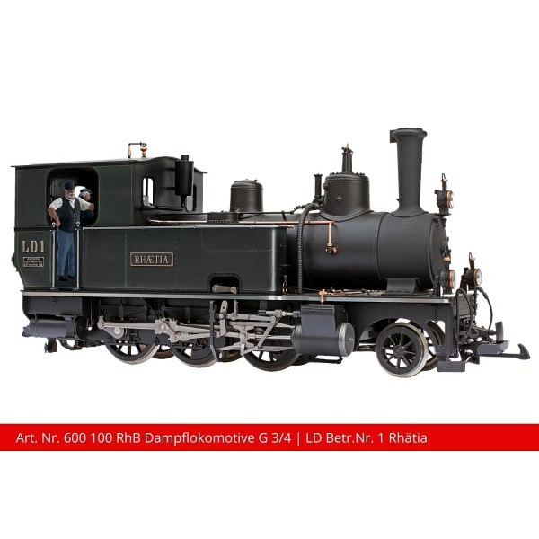 Spur LGB:  LD Dampflokomotive G 3/4  "Rhätia"  Lok-Nummer 1  schwarz 