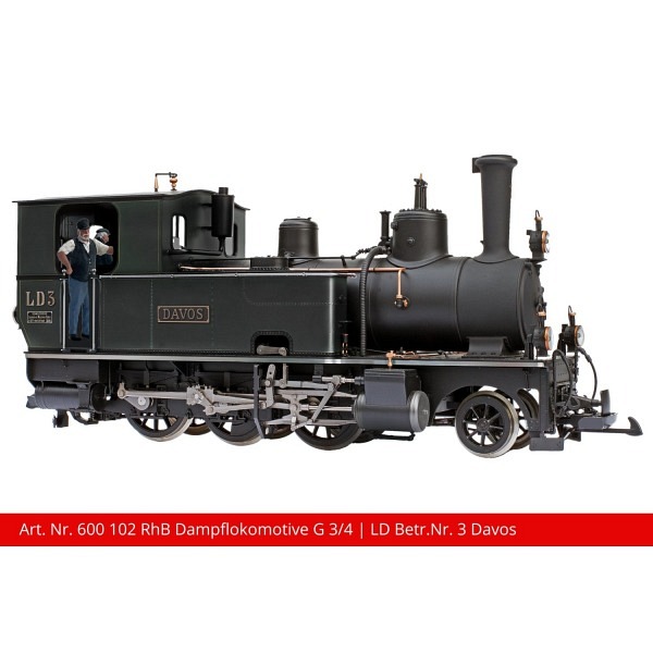 Spur LGB:  LD Dampflokomotive G 3/4  "Davos"  Lok-Nummer 3  schwarz  