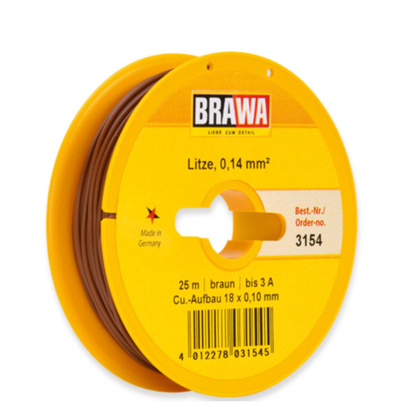 Kabel auf Abrollspule 25 m, 0,14 mm², braun 
