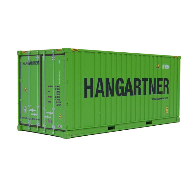 Spur 1:  20 ft Container "Hangartner" zu Containertragwagen Sgns 