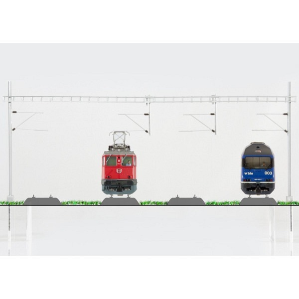SBB 4-gleisiges H-Profil-Quertragwerk für Märklin-Oberleitung - Mastabstand 302.5 mm.