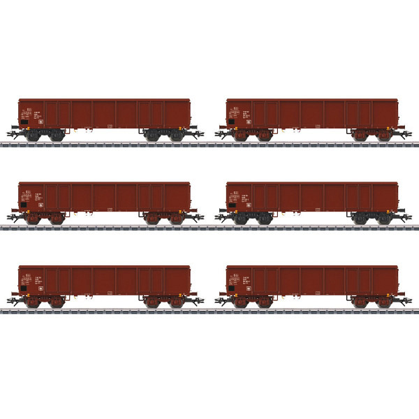 DR  6 offene Güterwagen der Bauart Eas 5949 und 5971 der Deutschen Reichsbahn 