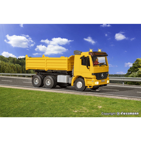 MB ACTROS 3-achs Muldenkipper mit Rundumleuchten, gelb, Basis, Funktionsmodell 