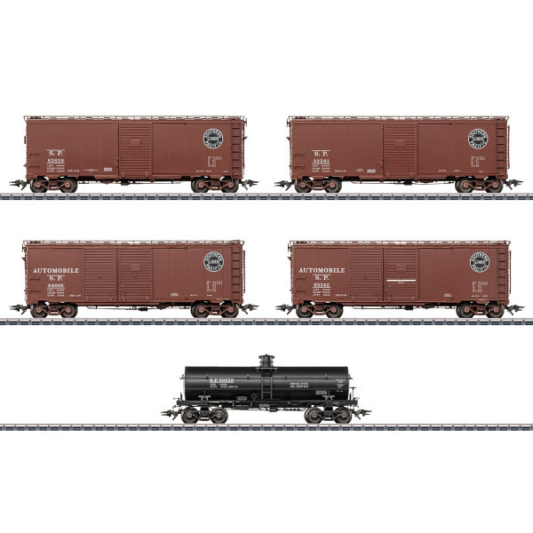 US Güterwagen-Set mit 5 unterschiedlichen Güterwagen der Southern Pacific 