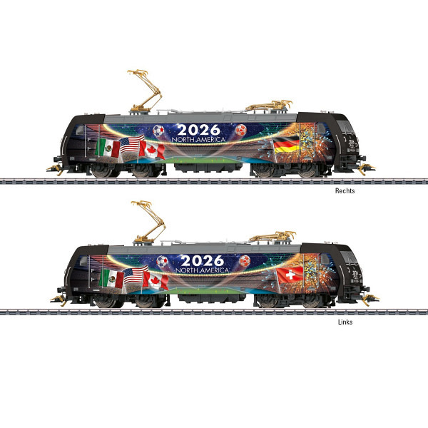 Elektrolokomotive Baureihe 185.2 zur Fussbal-WM North America 2026 - Pantographen und Kupplungsbügel hochwertig mit 24-karätigem Gold vergoldet