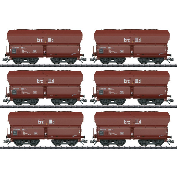 Display "Selbstentladewagen Erz IIId" Fad 155 mit 6 unterschiedlichen Wagen. 
