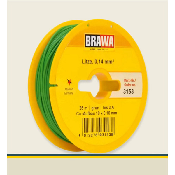 Kabel auf Abrollspule 25 m, 0,14 mm², grün 