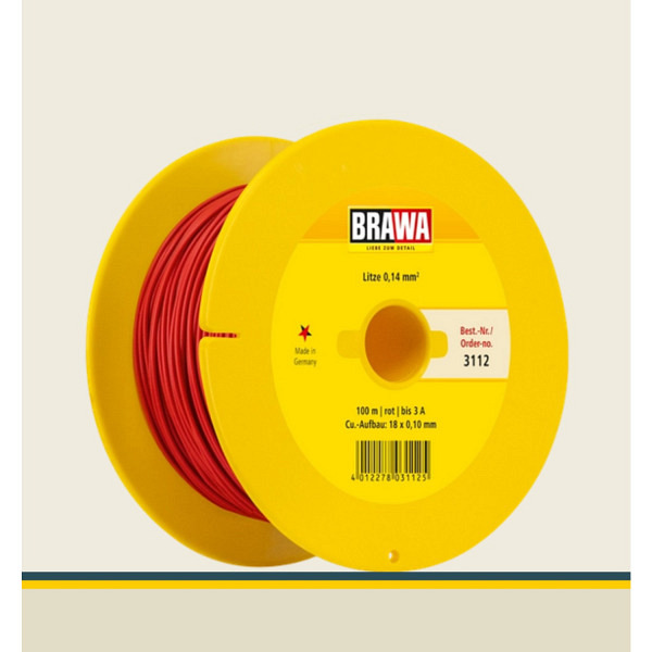 Kabel auf Maxi-Abrollspule mit Kabellänge 100 m, Litze 0,14 mm², rot 