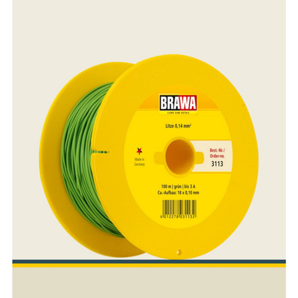 Kabel auf Maxi-Abrollspule mit Kabellänge 100 m, Litze 0,14 mm², grün 