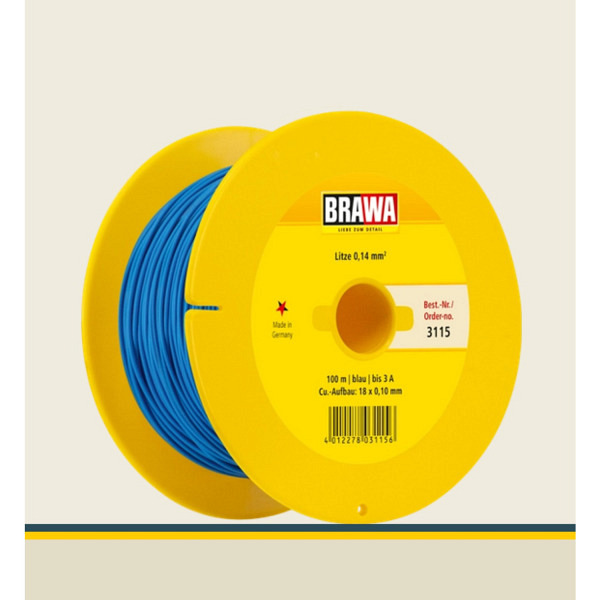 Kabel auf Maxi-Abrollspule mit Kabellänge 100 m, Litze 0,14 mm², blau 