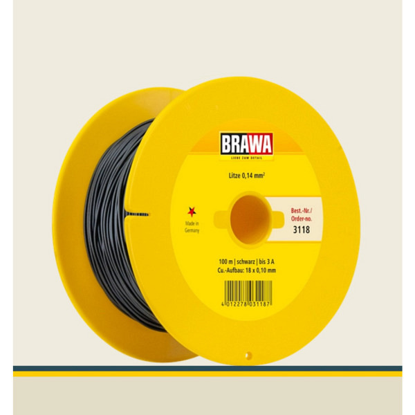 Kabel auf Maxi-Abrollspule mit Kabellänge 100 m, Litze 0,14 mm², schwarz 