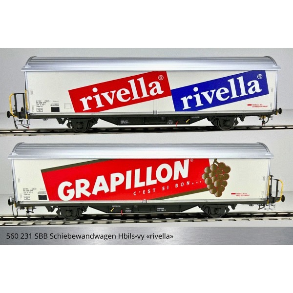 Spur 1:  SBB Schiebewandwagen Hbils - Schiebewände glatt "rivella" 
