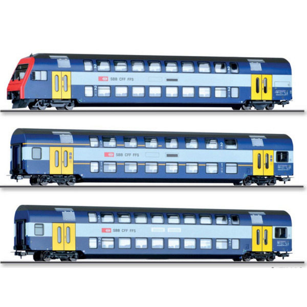 SBB Reisezugwagen-Set 3-tlg. mit Doppelstockwagen und Steuerwagen  Spezialausführung - geeignet für das 3-L-Märklin-System   
