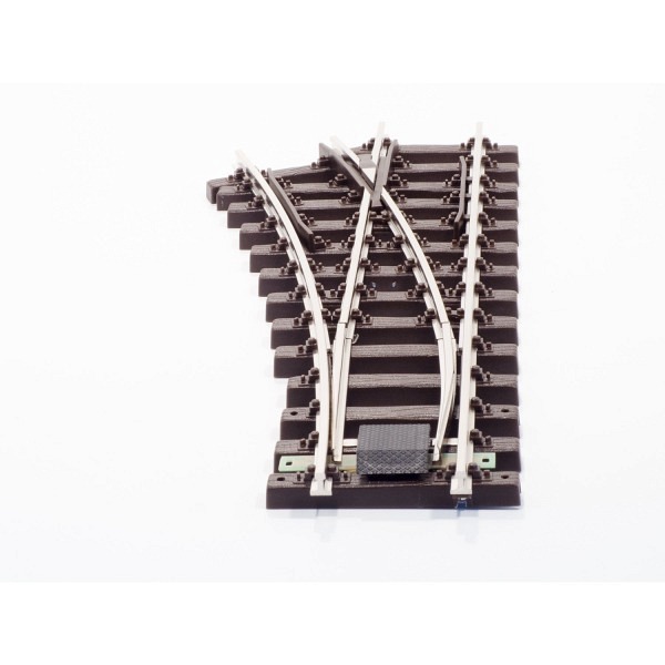 Spur LGB:  Handweiche links Radius 90 cm ( R2 ), 22,5°, matt vernickeltes Profil 