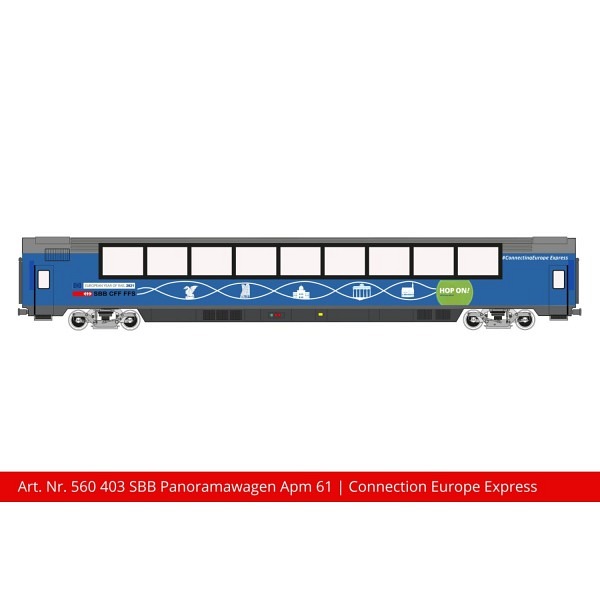 Spur 1:  SBB Panoramawagen Apm 61 85 19-90 109-3, blau	Connecting Europe Express -   Masstäbliche ..